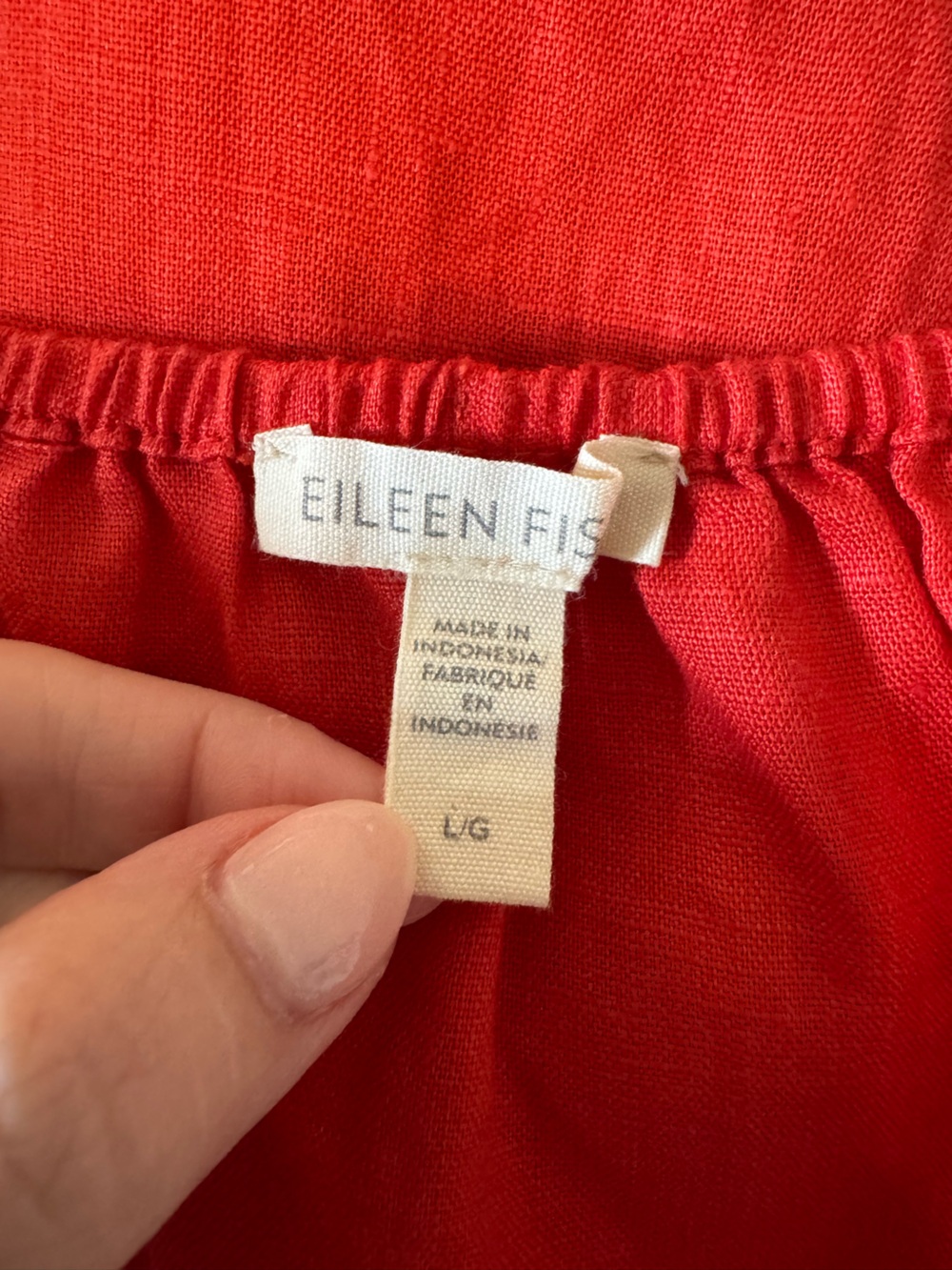 Eileen Fisher Flame Red Organic Linen Cami Lightweight Midi Dress Size Large - Picture 10 of 10